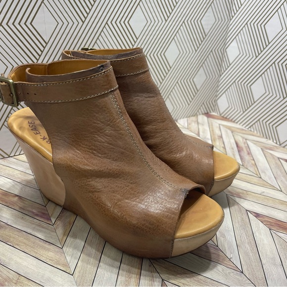 Kork Ease Nero taupe Leather Wrapped Wedge 7 L1 - Picture 1 of 13